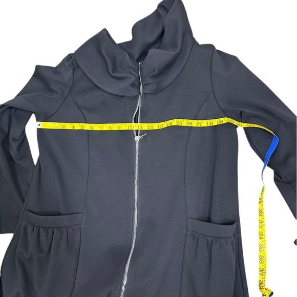 COMFY USA Black Tunic Jacket Boxy  Full Zip Artsy Lagenlook Size M - Picture 8 of 11